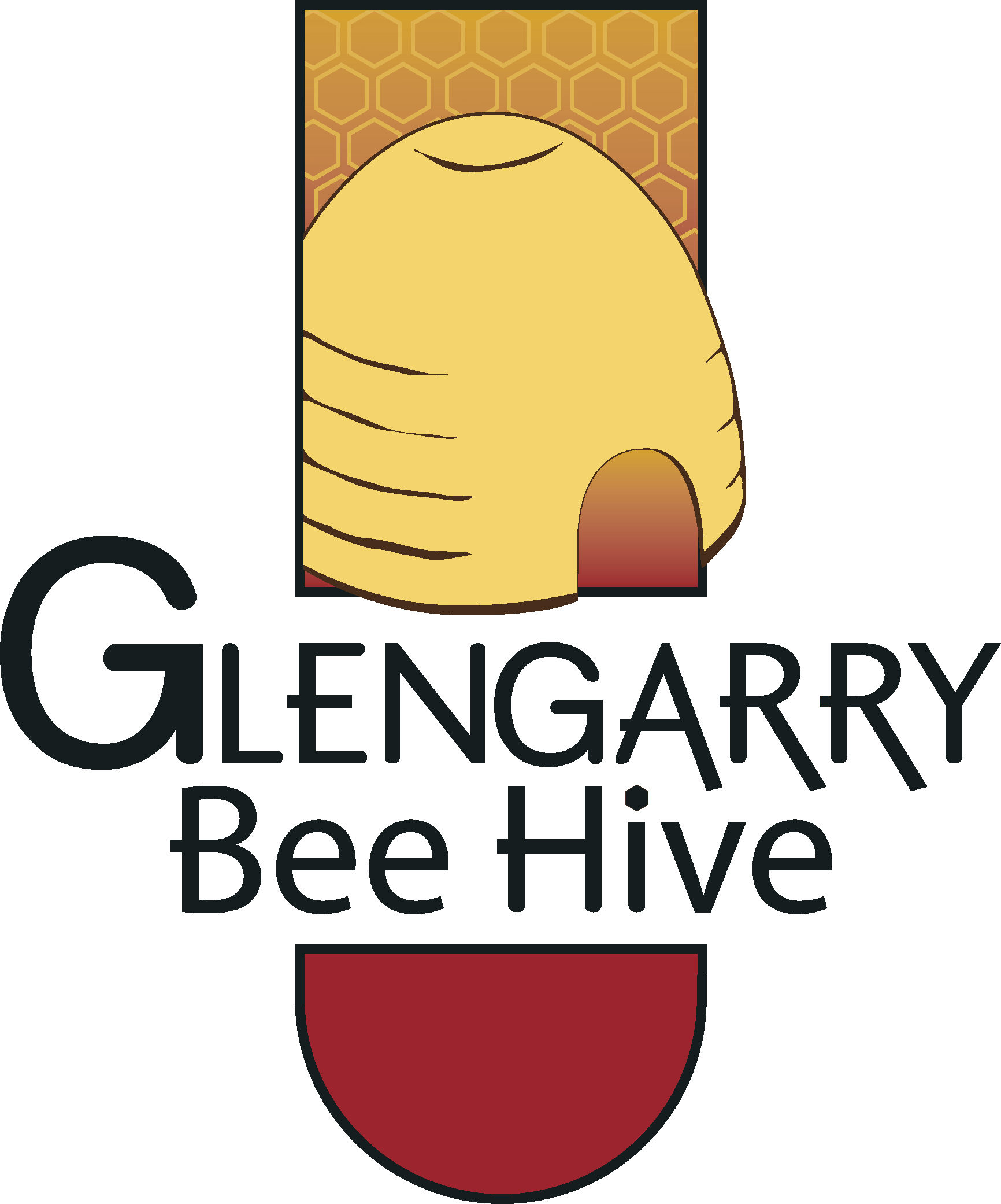 Logo design by Jeff Poissant, RGD of Evolving Media & Design Inc. for Glengarry Bee Hive, a brand of Levac Aperies, in Eastern Ontario.