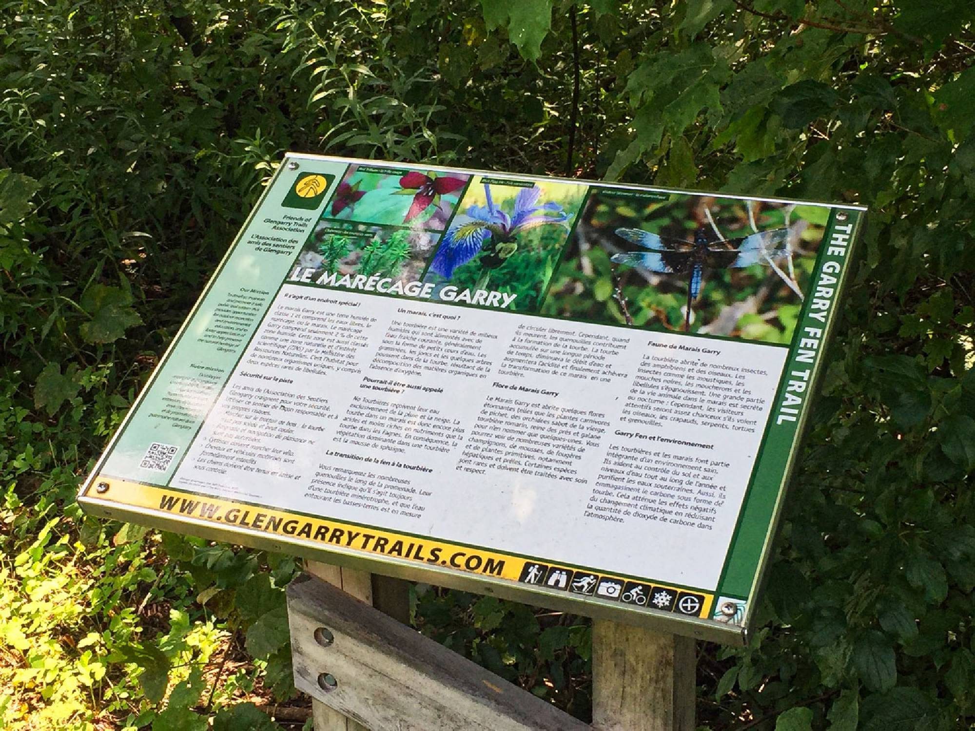 Outdoor Information sign on the Glengarry Trails designed and printed by Jeff Poissant, RGD.