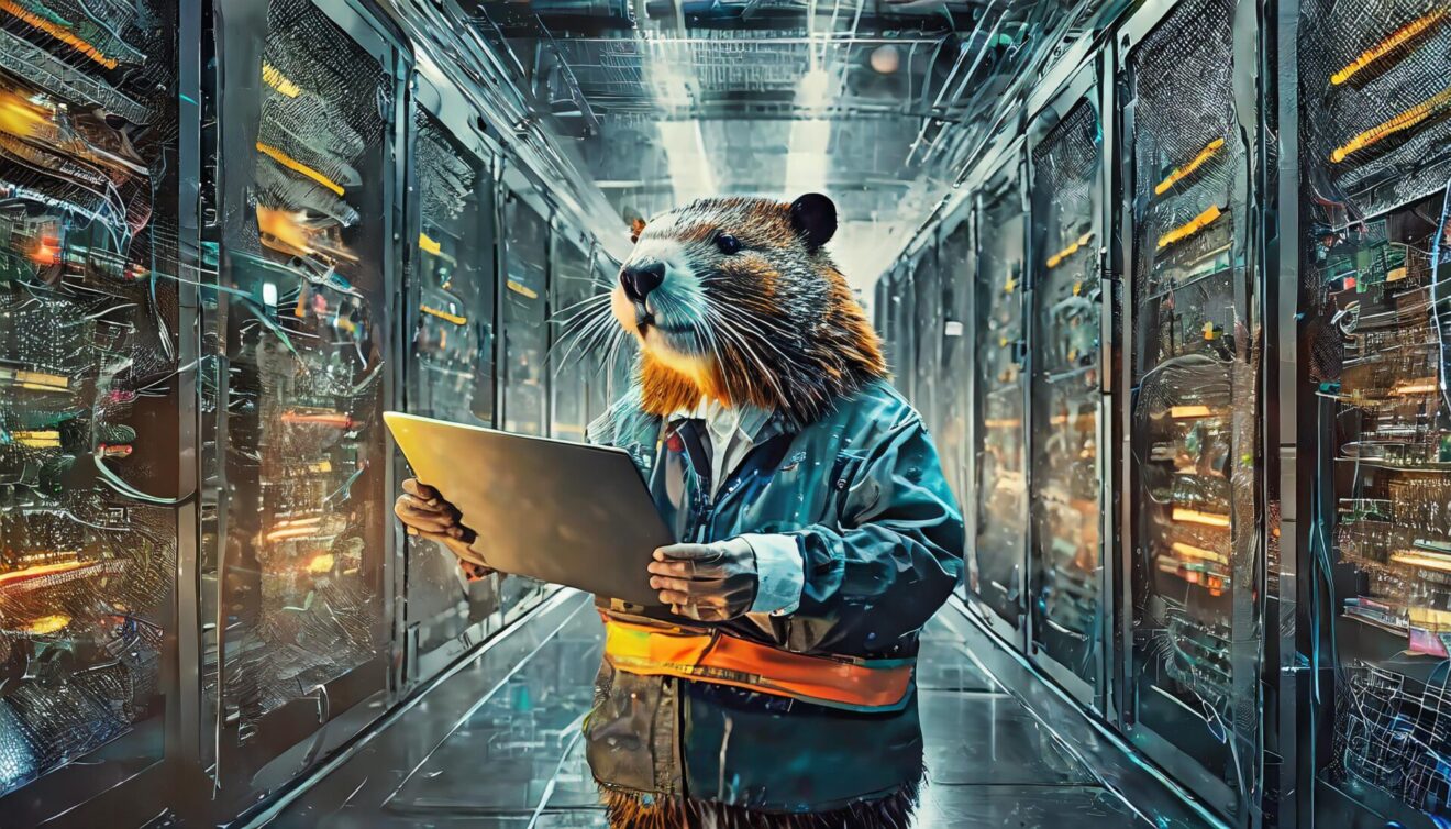 Our Beaver mascot is busy surveying the Managed VPS servers to ensure everything is working to spec.